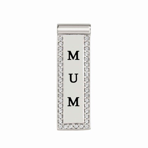 SeiMia Mum Charm Charm in silver and Cubic Zirconia with writing