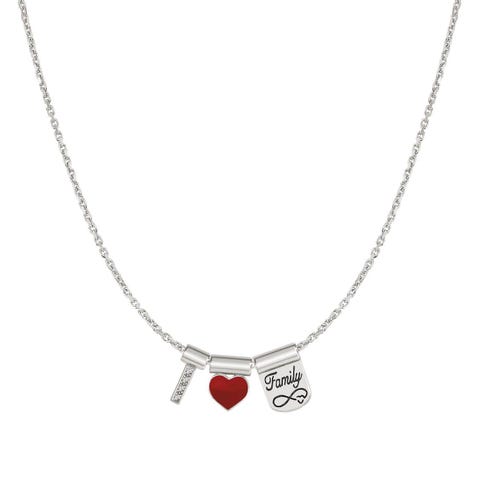 SeiMia I Love Family Necklace with Cubic Zirconia Necklace with writing and symbols in sterling silver