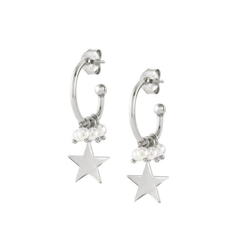 Boucles d’Oreille Melodie Etoile et Perles Bijou en Argent 925