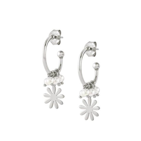 Boucles d’Oreille Melodie Fleur et Perles Boucles d’Oreille longues avec Pierres