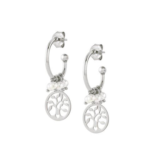 Boucles d’Oreille Melodie Arbre de la Vie et Perles Bijou avec symbole et Pierres