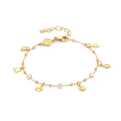 Pulsera Melodie Colgantes y C.Zirconia Pulsera acabado Oro con C.Zirconia y mix de símbolos