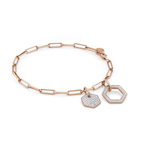 Bracelet Émotions avec Pendentifs et Zircons Bracelet avec double pendentif et zircons