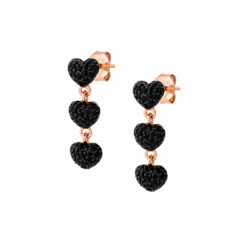 Boucles d’oreille Easychic Cœurs en Or Rose Boucles d’oreille avec Cubic Zirconia colorés