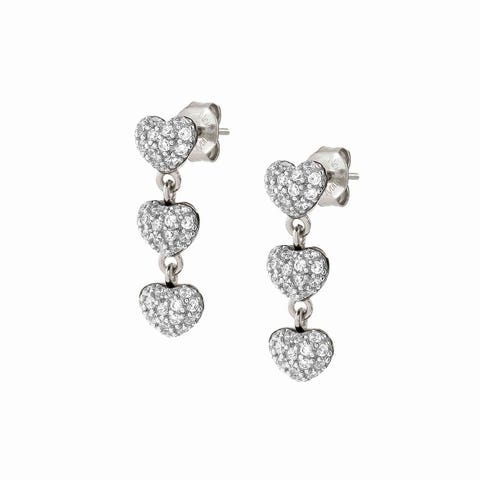 Easychic Hearts earrings white rhodium finish Love Edition earrings with pendants