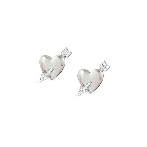 Sterling silver Sweetrock Heart earrings Heart earrings with arrow and gemstones
