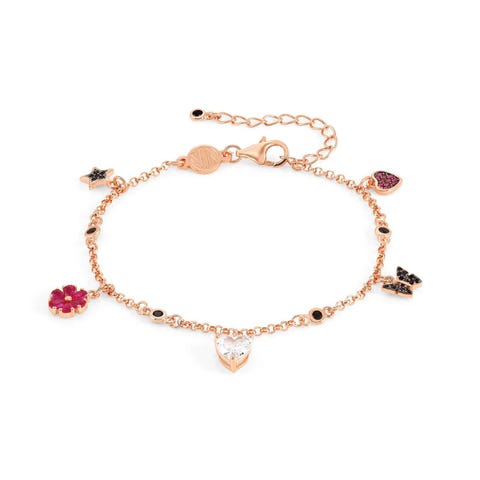 Bracelet in sterling silver with stones Sweetrock Nature bracelet, Rosegold and pendants