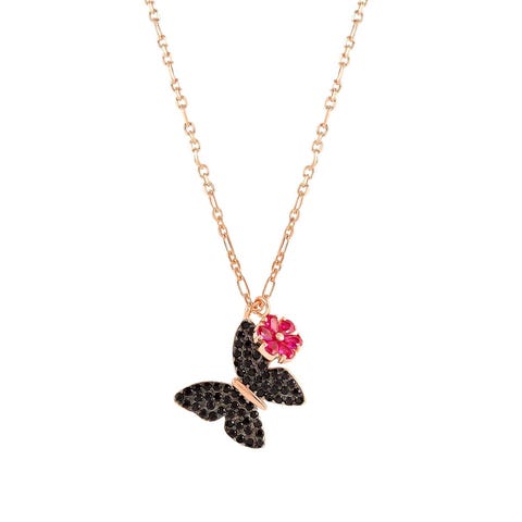 Sweetrock Nature Ed necklace rose gold Necklace with Butterfly and Flower