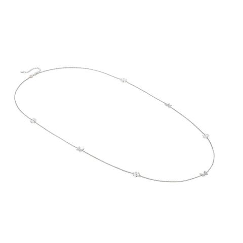 Sweetrock Nature long necklace in sterling silver Sterling silver necklace with coloured Cubic Zirconia