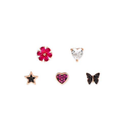 Sweetrock Nature 5 earring set, rosegold Earrings, sterling silver with Cubic Zirconia
