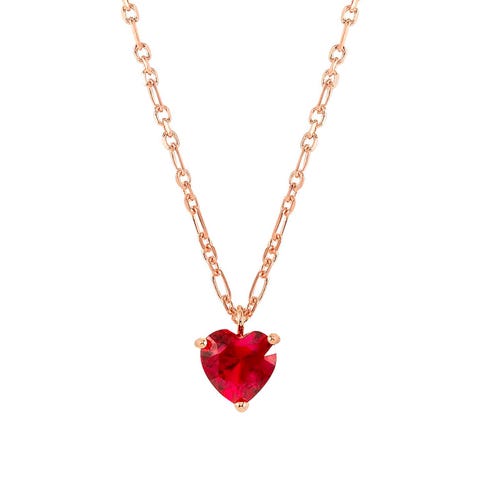 Collier Sweetrock Coeur rouge Collier en argent 925 avec finition Or rose
