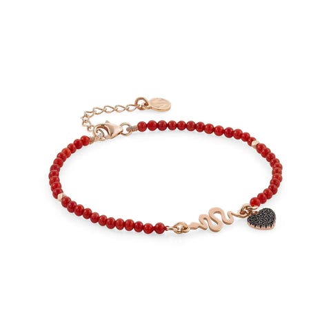 Bracelet Antibes avec serpent et pendentif Bracelet en Argent avec pierres colorées
