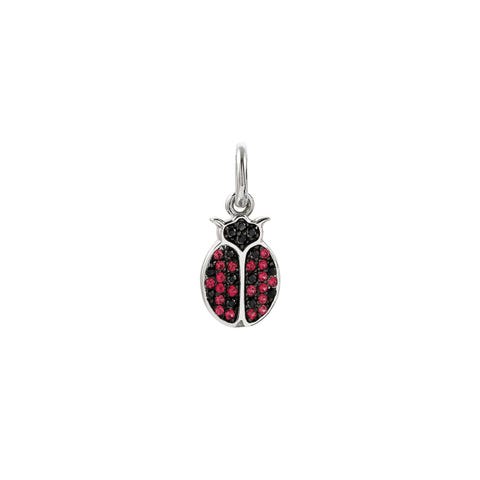 Breloque Coccinelle en Argent et Zircons Breloque Charming avec symbole porte-bonheur et Zircons