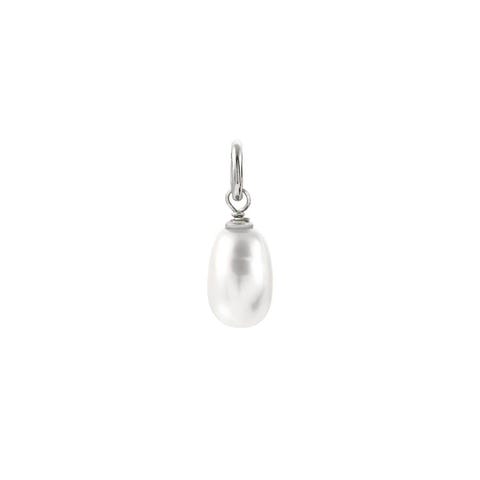 Breloque avec Perle Blanche en Argent Breloque Charming avec Pierre précieuse