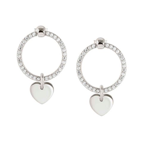 Chic&Charm Celebration Ed, earrings, Heart Sterling silver earring with White stones
