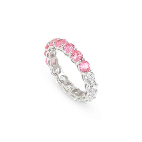 Chic&Charm Joyful Ed ring, White and Pink stones Silver ring with Cubic Zirconia