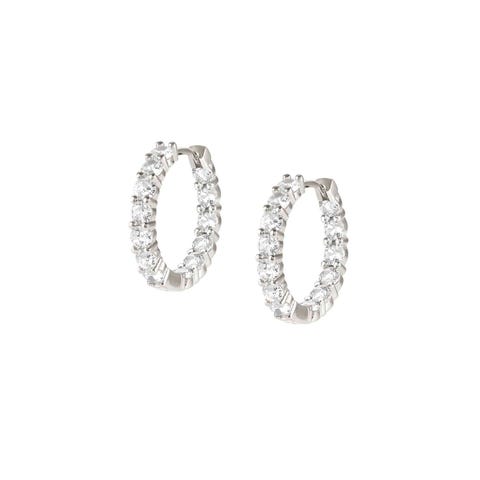Chic&Charm Joyful Ed hoop earrings, White stones Sterling silver earrings
