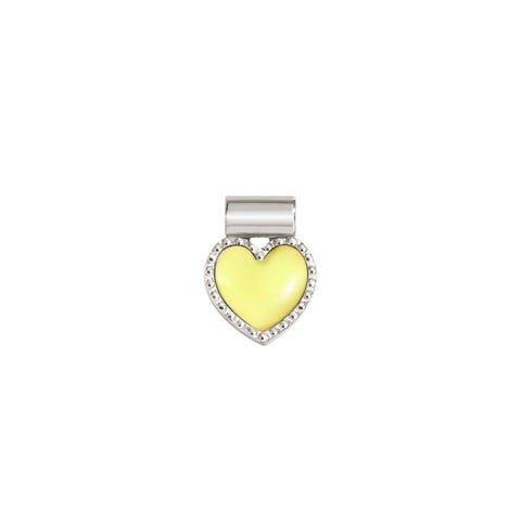 Pendentif SeiMia coeur jaune avec zircones Pendentif en argent, zircones et émail