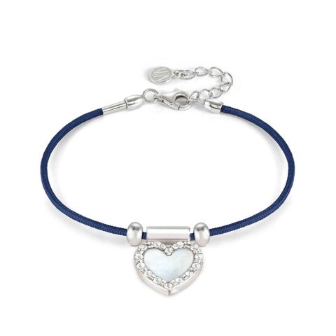 Blue SeiMia bracelet, Mother of Pearl Heart Bracelet with sterling silver pendant