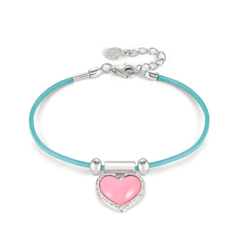 SeiMia bracelet,Turquoise, Fuchsia Heart Bracelet with symbol in coloured enamel
