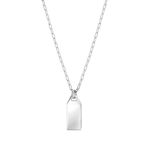 Made for You necklace, Engraving Tag Necklace in sterling silver, engravable