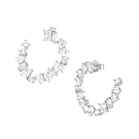 Colour Wave spiral earrings  Sterling silver earrings with white stone