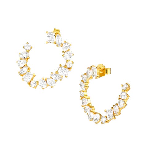 Spiral Colour Wave earrings with stones Earrings in sterling silver and white Cubic Zirconia