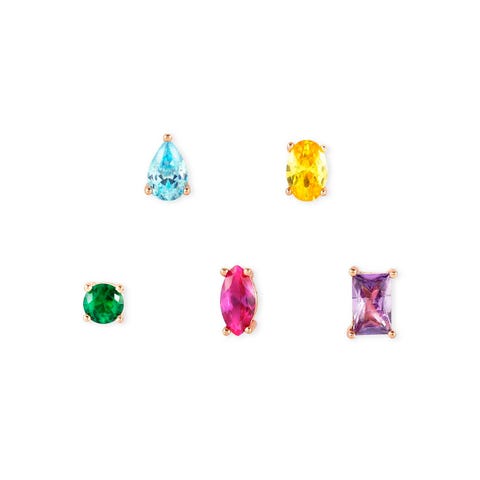Kit de 5 Boucles d'oreilles Colour Wave pierres colorées Boucles d'oreilles lobe en argent 925