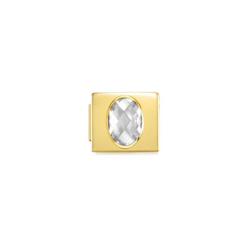 Link Composable GLAM en pvd doré et Zircon blanc Link en acier avec finition pvd doré et pierre
