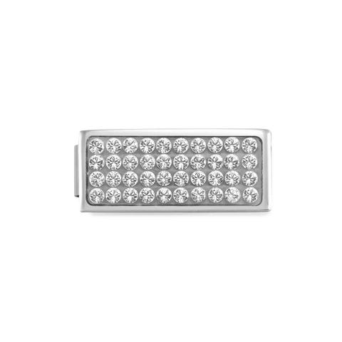 Double Composable GLAM Link, Pavé White Double Link in Stainless steel with Crystals