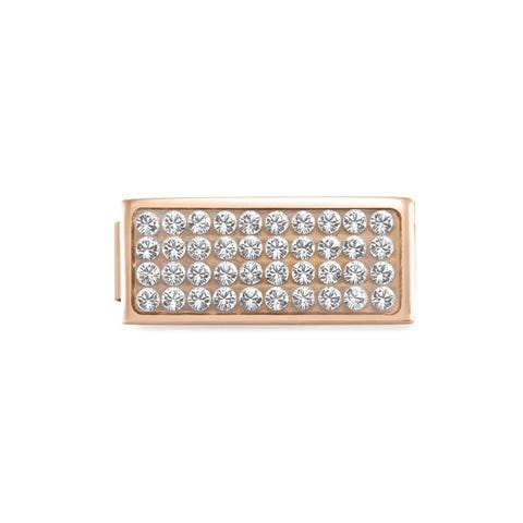 Double Link Composable GLAM rose avec Cristaux Blancs Link double avec finition en pvd rose