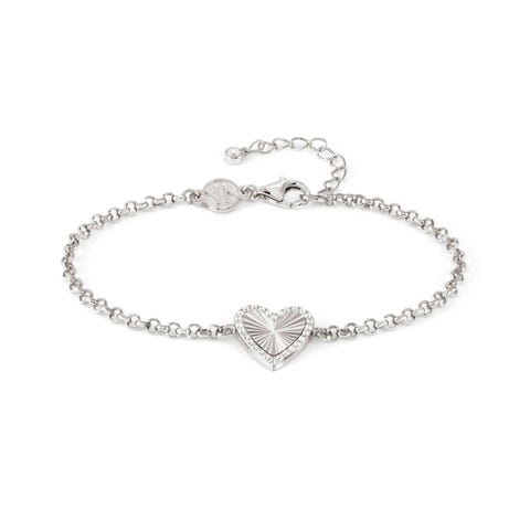 Bracelet Truejoy avec coeur effet diamanté Bracelet décoré en argent 925 et zircones blanches