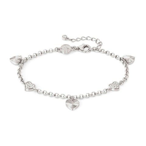 Bracelet Truejoy avec pampilles en forme de coeur Bracelet en argent 925 et zircones avec pampilles décorées