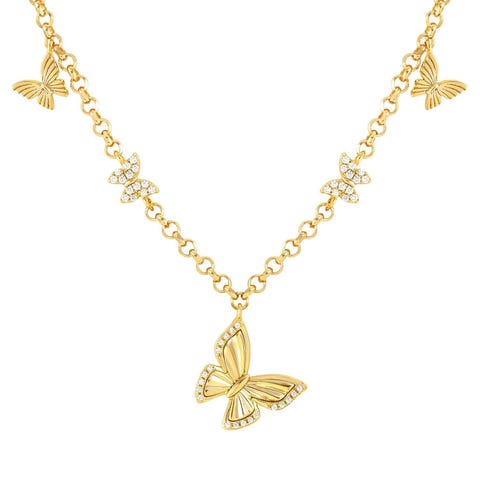 Collier Truejoy avec pampilles en forme de papillon Collier en argent 925 et zircones blanches