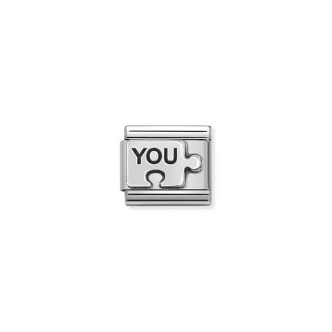 Link Composable Classic Puzzle YOU Link en Argent avec inscription. #oneformeoneforyou