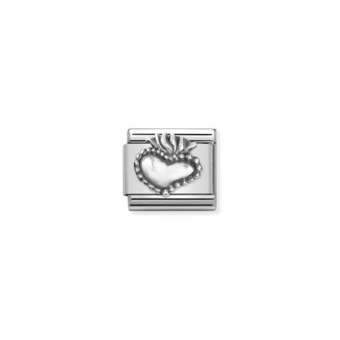 Link Composable Classic Sacré coeur en argent Link avec symbole religieux en acier et argent 925