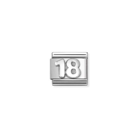 Composable Classic Link, number 18, silver Stainless steel Link and sterling silver Birthday symbol
