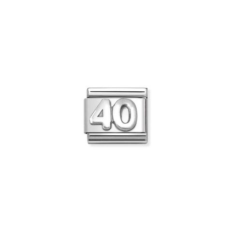 Link Composable Classic avec numéro 40 en argent Link en acier et argent numéro anniversaire