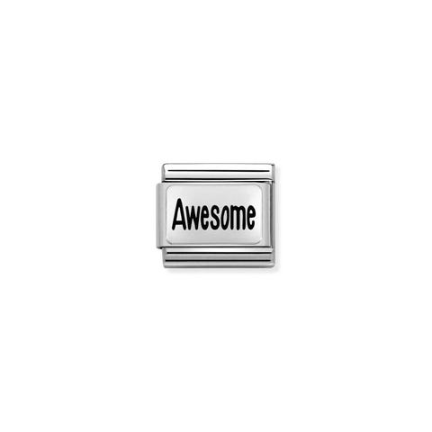 Composable Classic Link AWESOME Stainless steel Link, silver with text