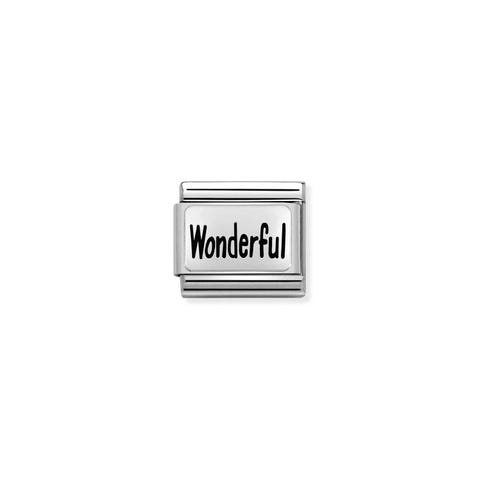 Composable Classic Link WONDERFUL Stainless steel Link, sterling silver plate with text