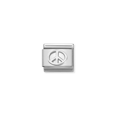 Composable Link, Peace symbol, sterling silver Peace symbol in sterling silver on stainless steel Link