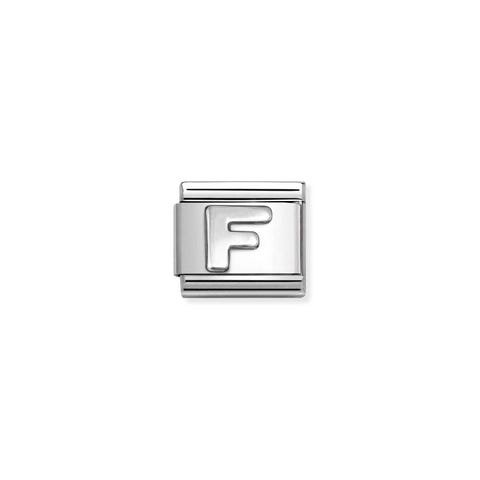 Composable Classic Link, Letter F, silver Link in stainless steel with Letter in sterling silver
