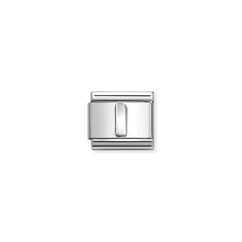 Composable Classic Link, Letter I, silver Alphabet letter Link in stainless steel with sterling silver