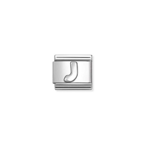 Composable Classic Link, Letter J, silver Stainless steel Link with sterling silver 