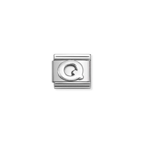 Link Composable Classic lettre Q en argent Link thème alphabet en acier 