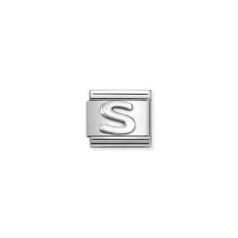 Composable Classic Link, Letter S, silver Link in stainless steel, Letter in sterling silver