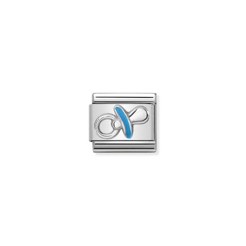 Link Composable Classic Ciuccio Celeste Link in Argento 925 con simbolo in Smalto colorato