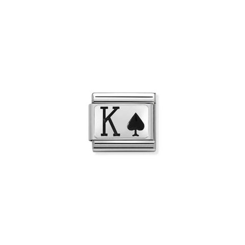 Composable Classic Link King of Spades Link with letter K in Sterling silver and enamel #oneformeoneforyou