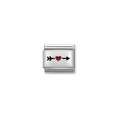 Composable Classic Arrow with Red Heart Link Link in sterling silver