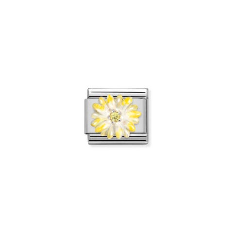 Composable Classic Link, Yellow Flower Stainless steel Link, sterling silver, Yellow enamel